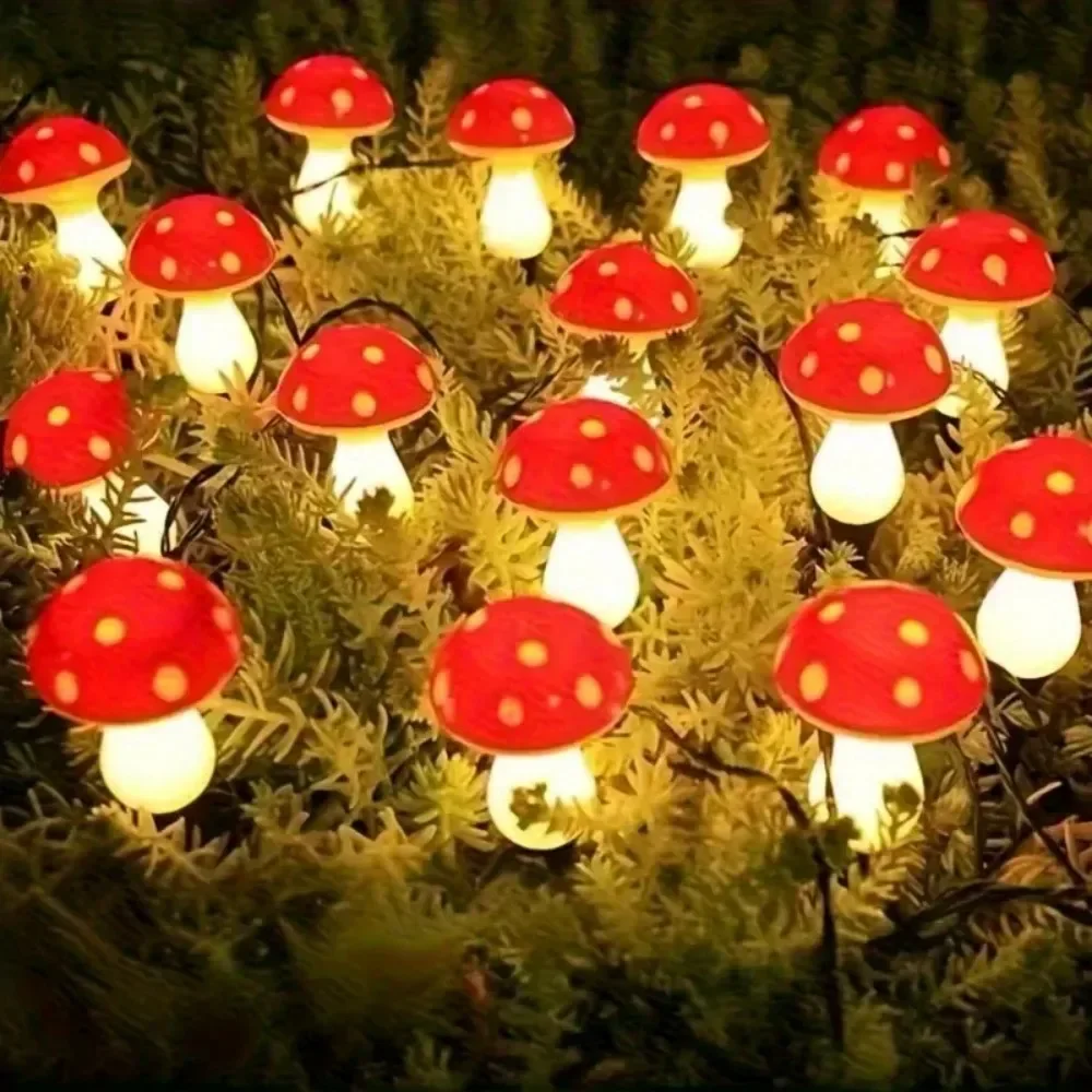 8/12/20 Head Solar Mushroom Lights Stake Garden Decor, Festive Christmas Fairy Lights for Outdoor Yard, Wedding Party Atmosphere