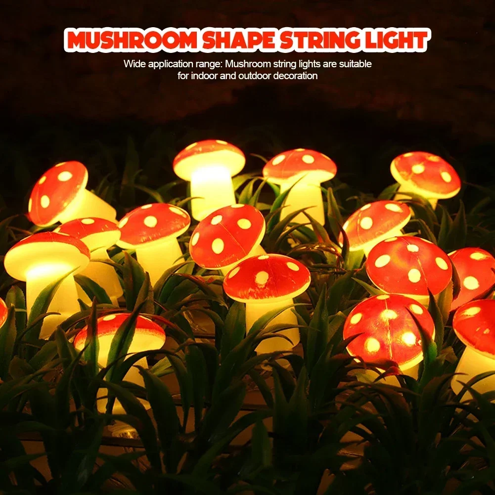 8/12/20 Head Solar Mushroom Lights Stake Garden Decor, Festive Christmas Fairy Lights for Outdoor Yard, Wedding Party Atmosphere