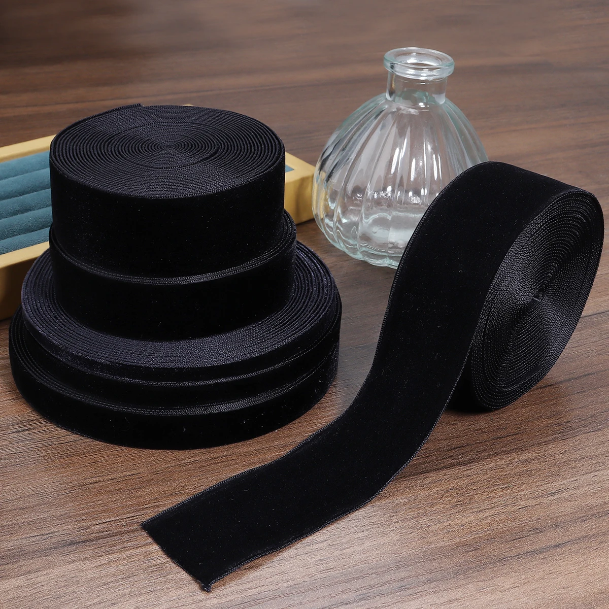 5-10Yards 6/10/15/25/32/38mm Black Velvet Ribbon Single Face Flocking Ribbons For DIY Home Party Christmas Gifts Wrapping Decor