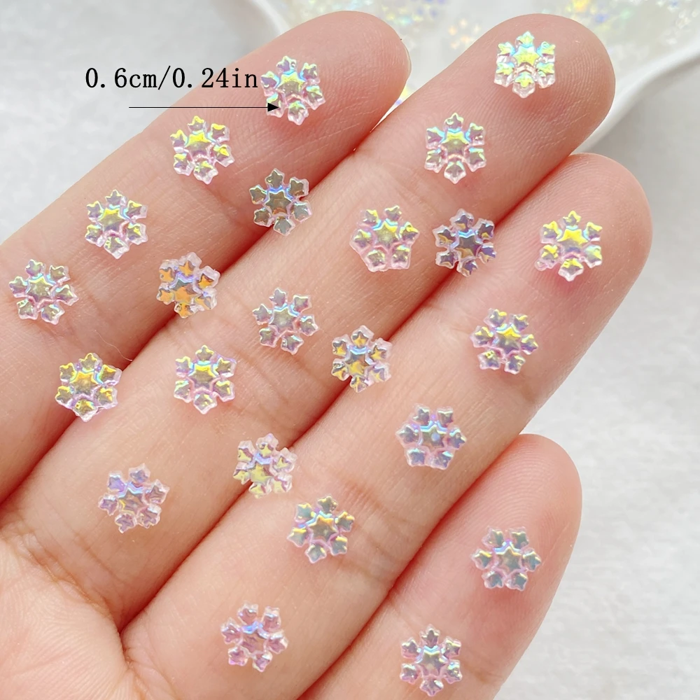 100Pcs Cute Resin Mini Christmas Snowflakes Flat Back Ornament Jewelry Making Manicure Hairwear Accessorie