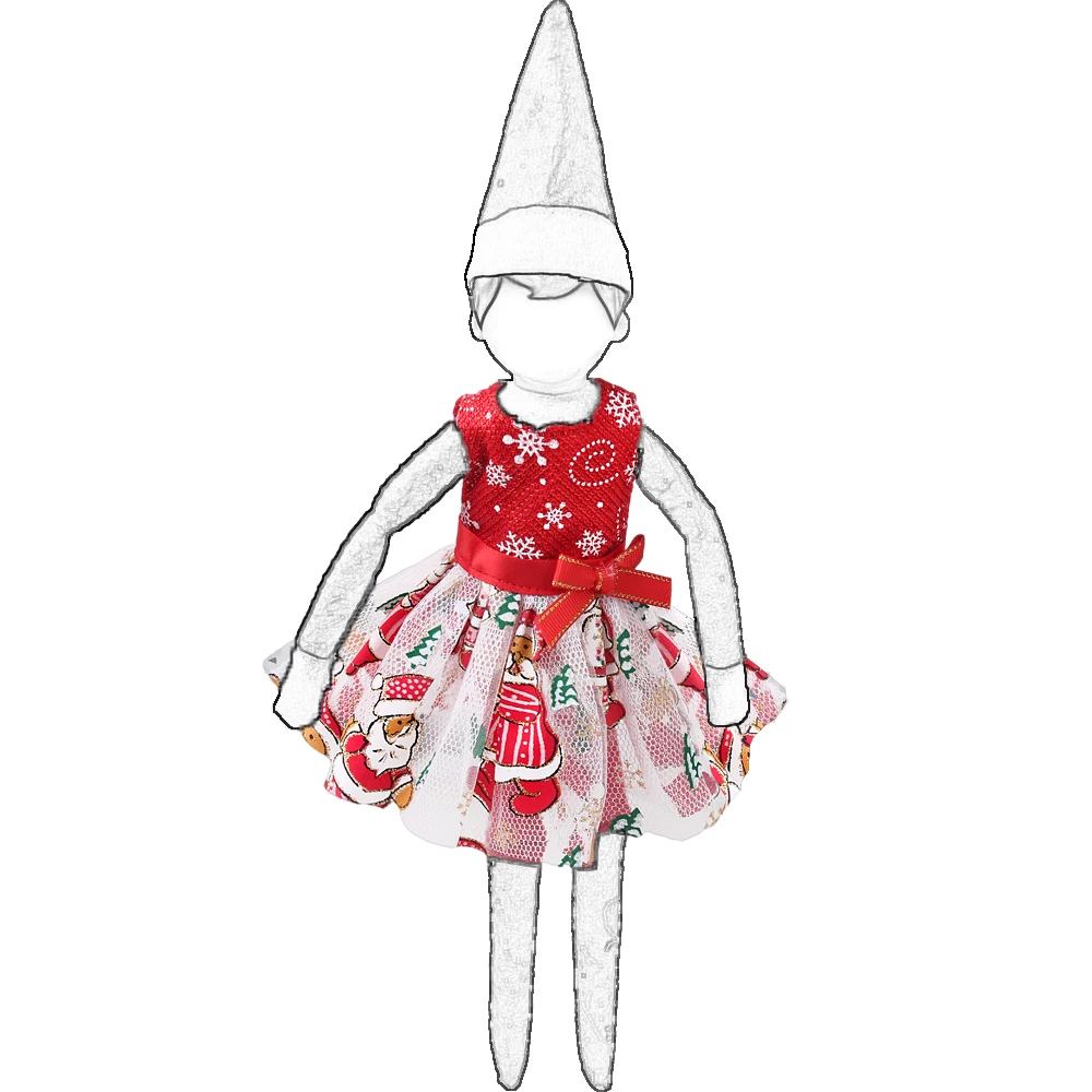 37cm Christmas Doll Pajama Sleeping Robe Christmas Clothing Baby Doll Clothing Toy Christmas Gift Bathrobe Doll Dress up Clothin