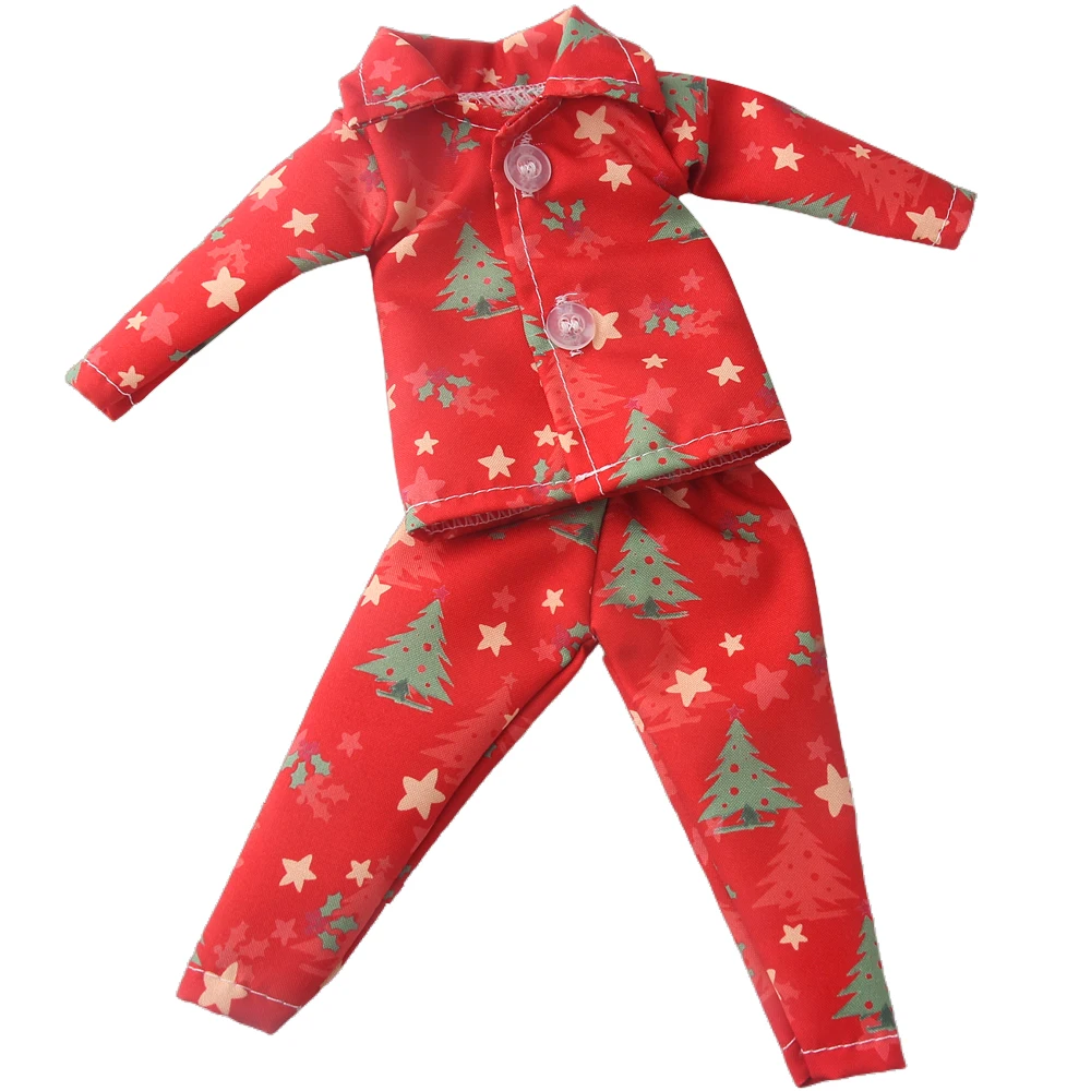 37cm Christmas Doll Pajama Sleeping Robe Christmas Clothing Baby Doll Clothing Toy Christmas Gift Bathrobe Doll Dress up Clothin