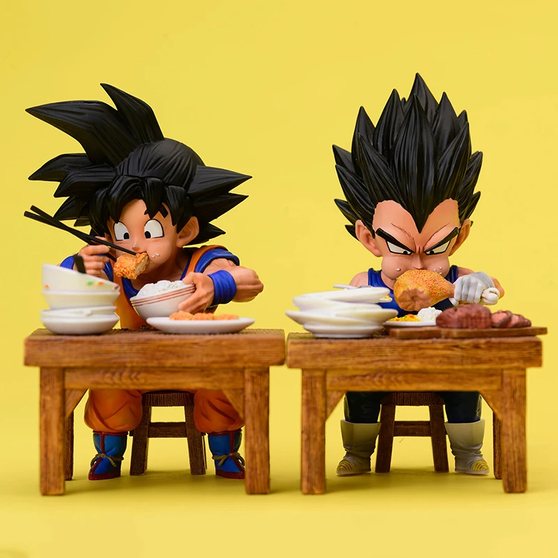 Dragon Ball Z Vegeta Figure Son Goku eating 8cm Pvc Action Figures Collection Model Toys Christmas Gifts