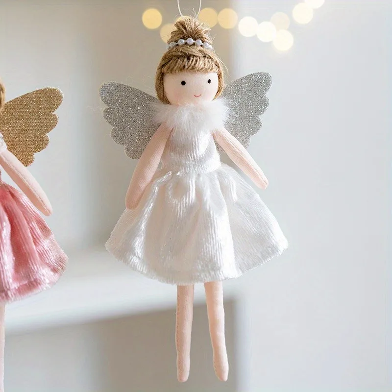New Christmas Plush Angel Doll Pendant Ornaments Xmas Tree Hanging Decorations For Home Festive Party Decor 2024 New Year Gifts