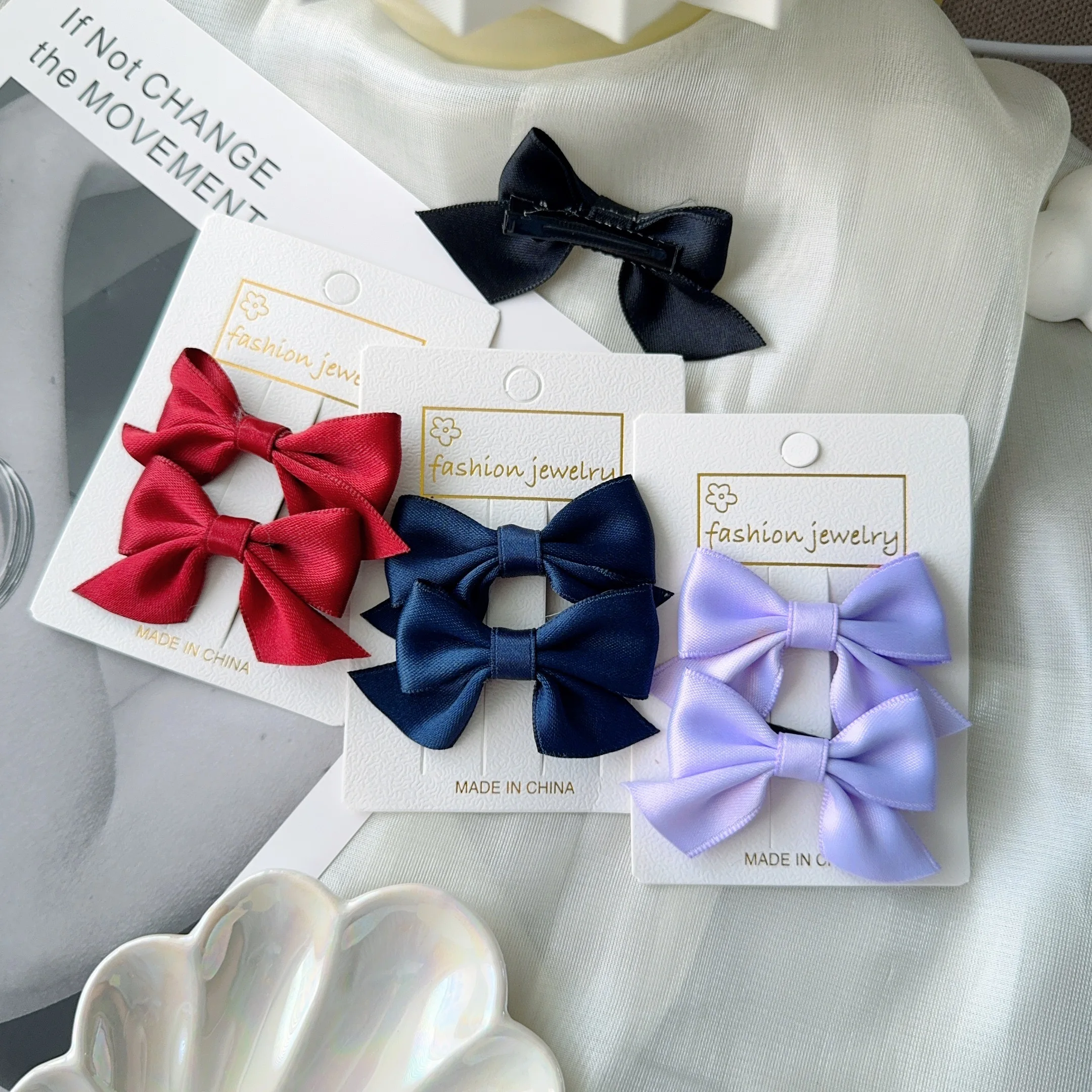 2Pcs Starry Dots Red Velvet Bow Hair Pins Hair Clips Kids Girls Fashion Christmas Barrettes Ponytail Holder Headwear Accessories