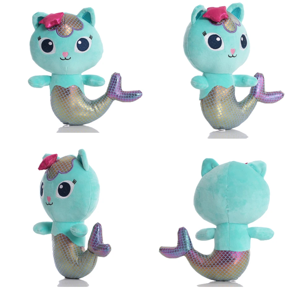 25cm 8Pcs Kawaii Gabby doll house plush toy cartoon stuffed animal mermaid cat mermaid plush doll children's Christmas gift