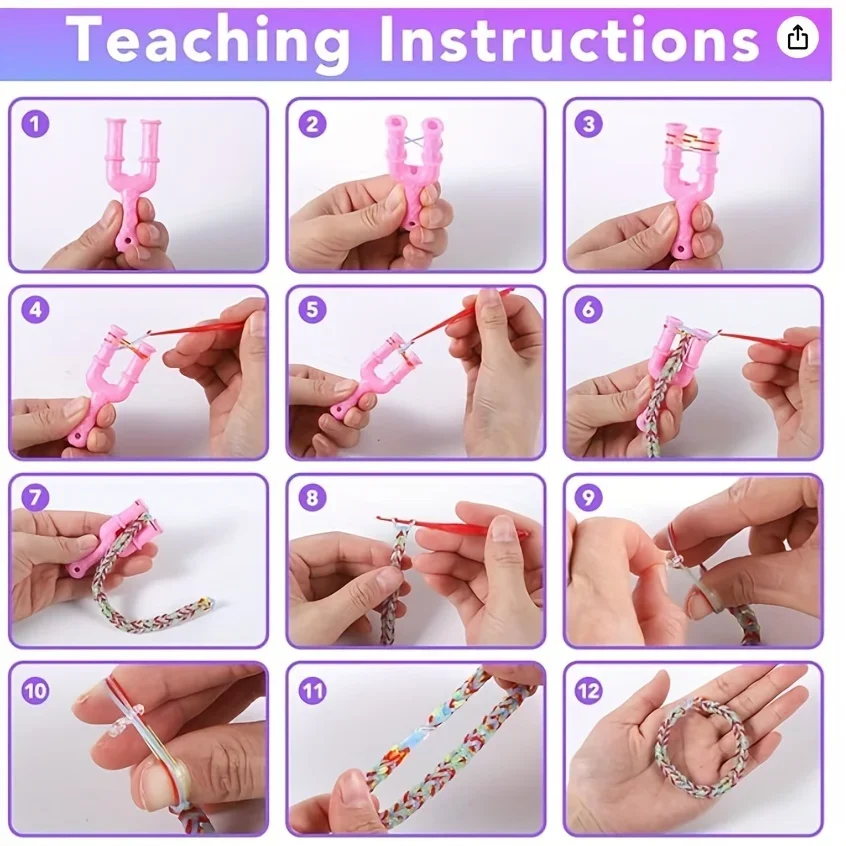 200pcs Rubber Loom Bands DIY Bracelets Wristband Silicone Rubber Hairbands Craft Kit Toys Birthday Christmas Gift Party Supplies