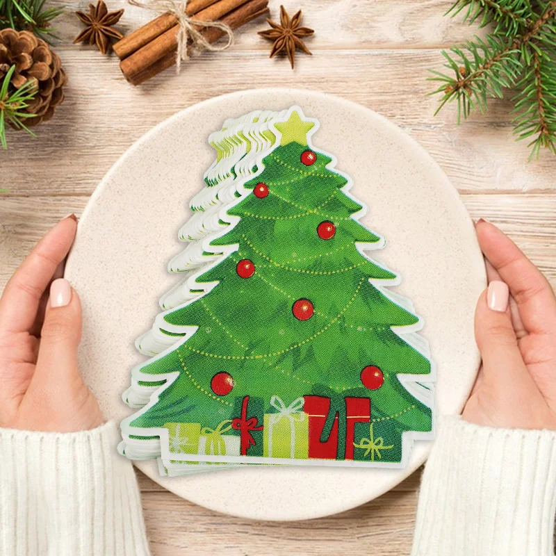 20-100Pcs Christmas Disposable Paper Napkins Cute Snowman Tissues 2025 Christmas Party Home Table Decoration Supplies New Year
