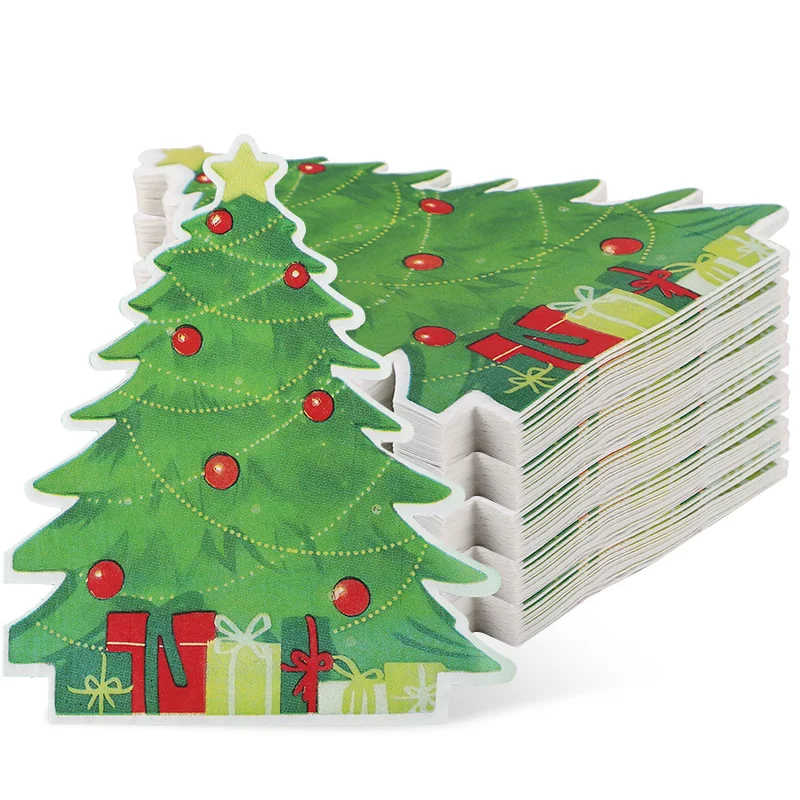 20-100Pcs Christmas Disposable Paper Napkins Cute Snowman Tissues 2025 Christmas Party Home Table Decoration Supplies New Year
