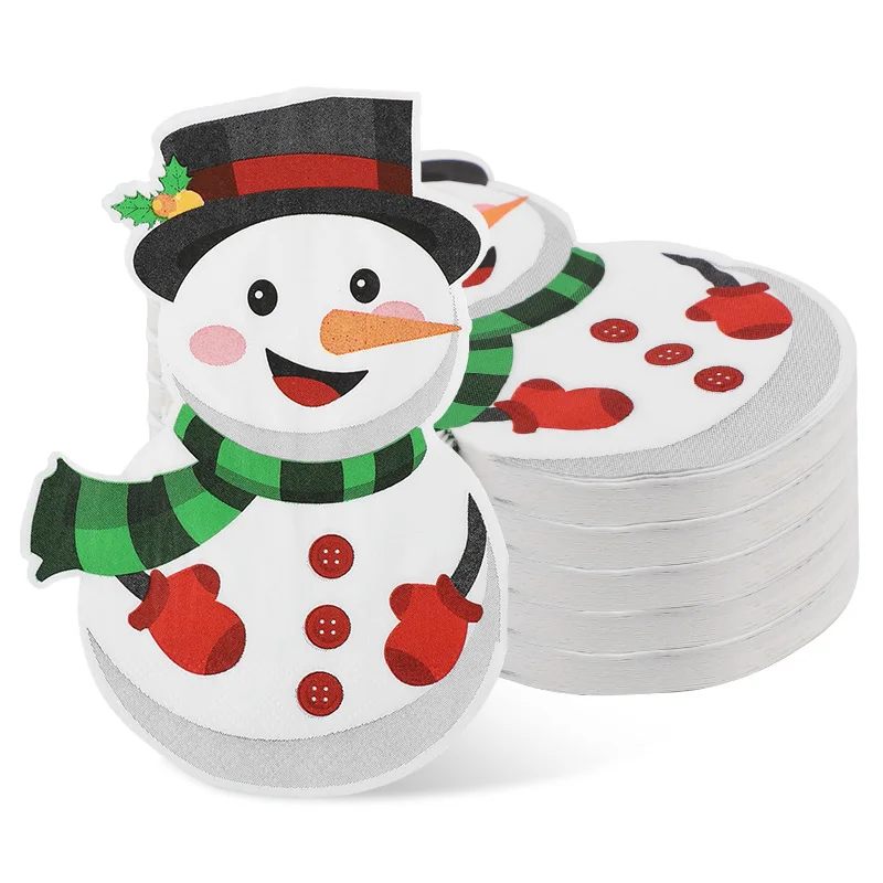 20-100Pcs Christmas Disposable Paper Napkins Cute Snowman Tissues 2025 Christmas Party Home Table Decoration Supplies New Year