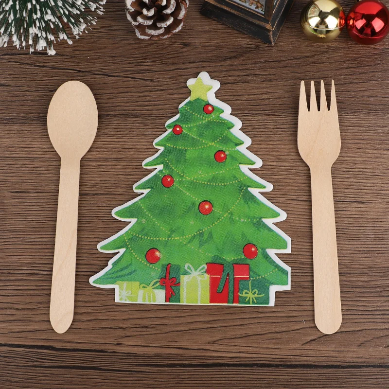 20-100Pcs Christmas Disposable Paper Napkins Cute Snowman Tissues 2025 Christmas Party Home Table Decoration Supplies New Year
