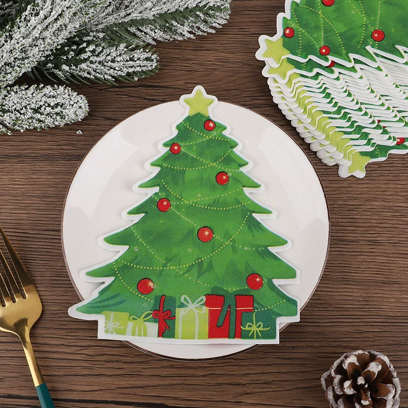20-100Pcs Christmas Disposable Paper Napkins Cute Snowman Tissues 2025 Christmas Party Home Table Decoration Supplies New Year