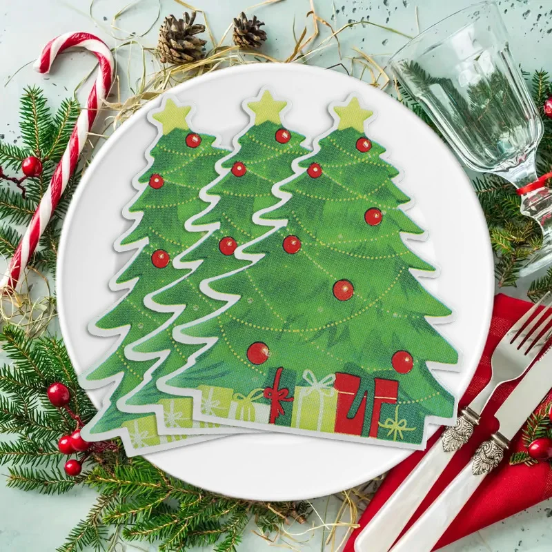 20-100Pcs Christmas Disposable Paper Napkins Cute Snowman Tissues 2025 Christmas Party Home Table Decoration Supplies New Year