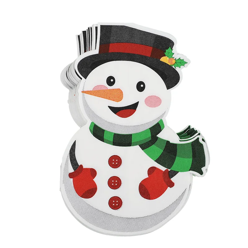 20-100Pcs Christmas Disposable Paper Napkins Cute Snowman Tissues 2025 Christmas Party Home Table Decoration Supplies New Year