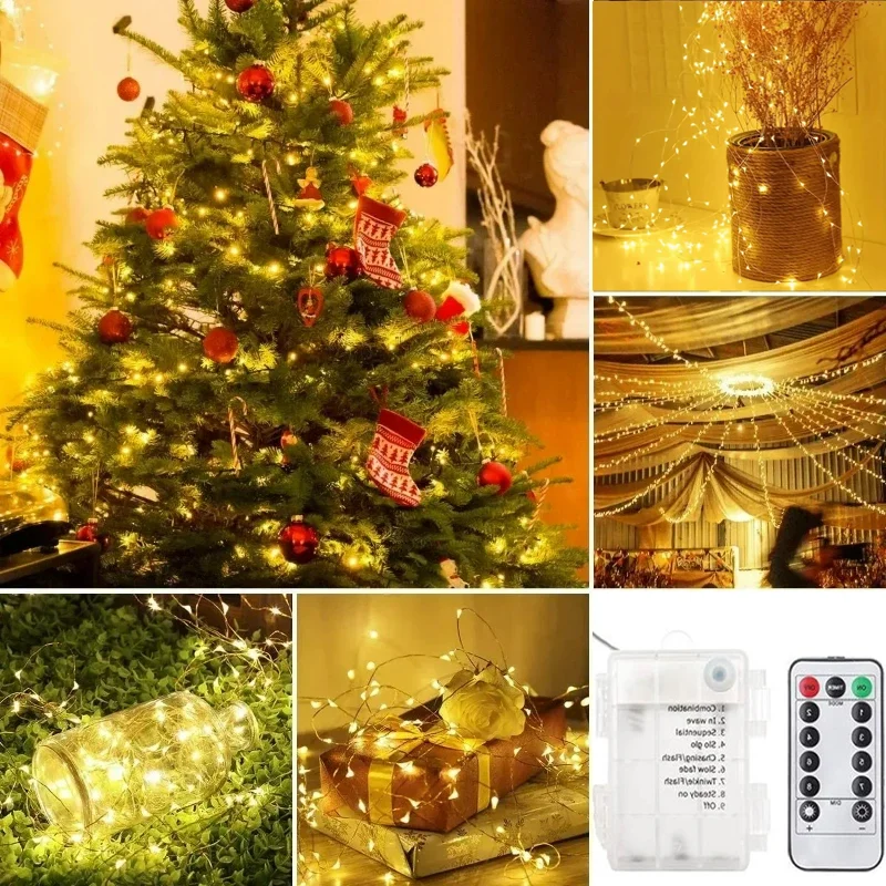 50-300LED Fairy Light Battery Operated, with Remote ,8mode Waterproof Christmas Decorative Light String Birthday, Party, Holiday