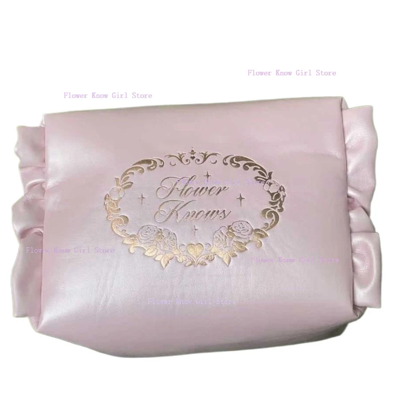 Flower Knows Limited Pink Cosmetic Bag Large Capacity Portable Toiletry Storage Bag Christmas Plush Bag Handbag