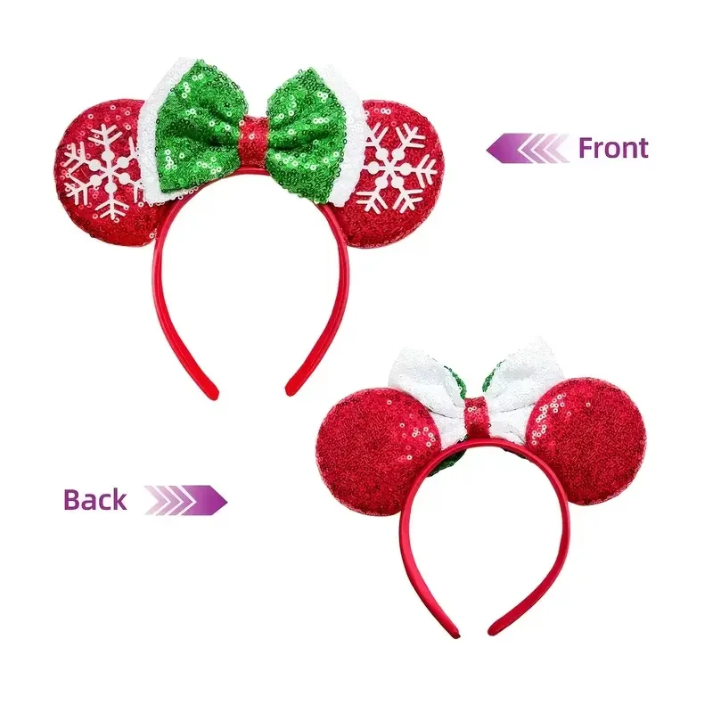 Ladies' Day Christmas Mickey Mouse Ear Headband - Ribbon Bow and Santa Claus Hat Design