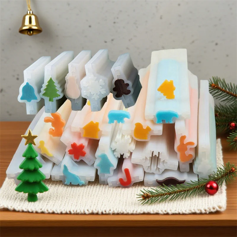 Christmas Tree Elk Beard Tube Column Silicone Candle Soap Mold DIY Embed Soap Making Supplies Silicone Mold Soap