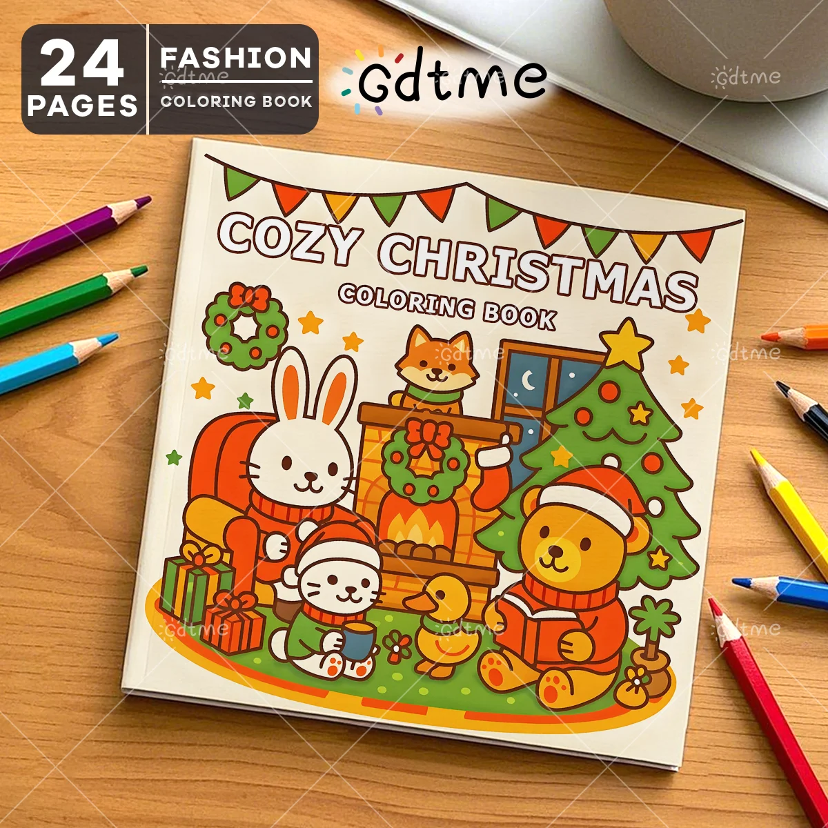 COZY CHRISTMAS Coloring Book -Thick Paper for Adults Teens - Stress Relief Creative Cute Drawing Book DIY Gift Idea