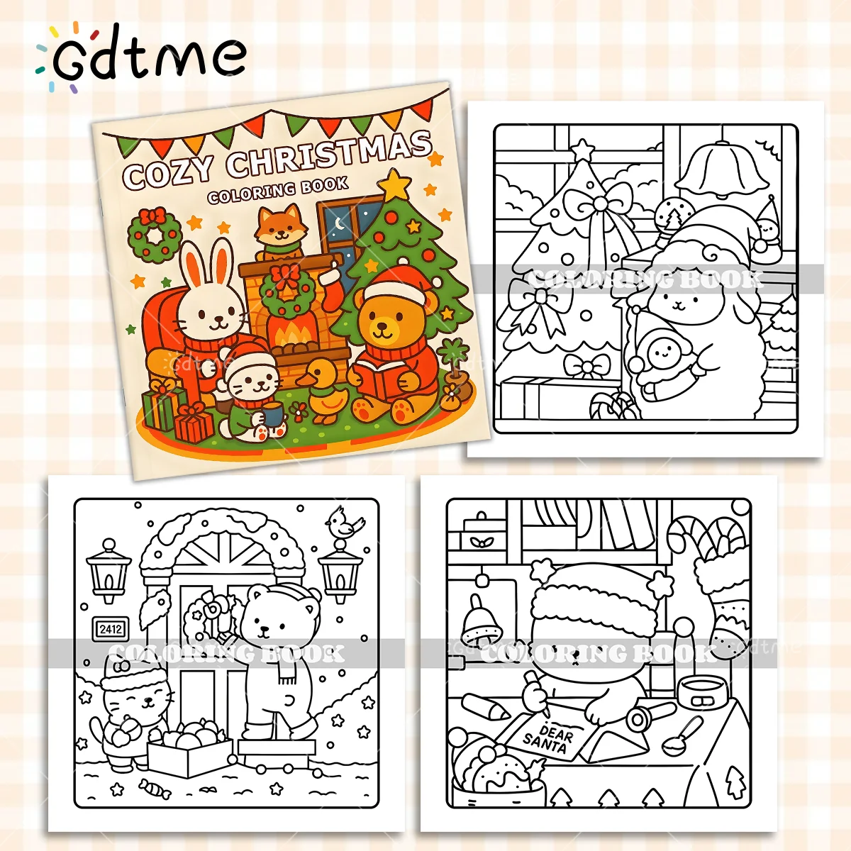 COZY CHRISTMAS Coloring Book -Thick Paper for Adults Teens - Stress Relief Creative Cute Drawing Book DIY Gift Idea