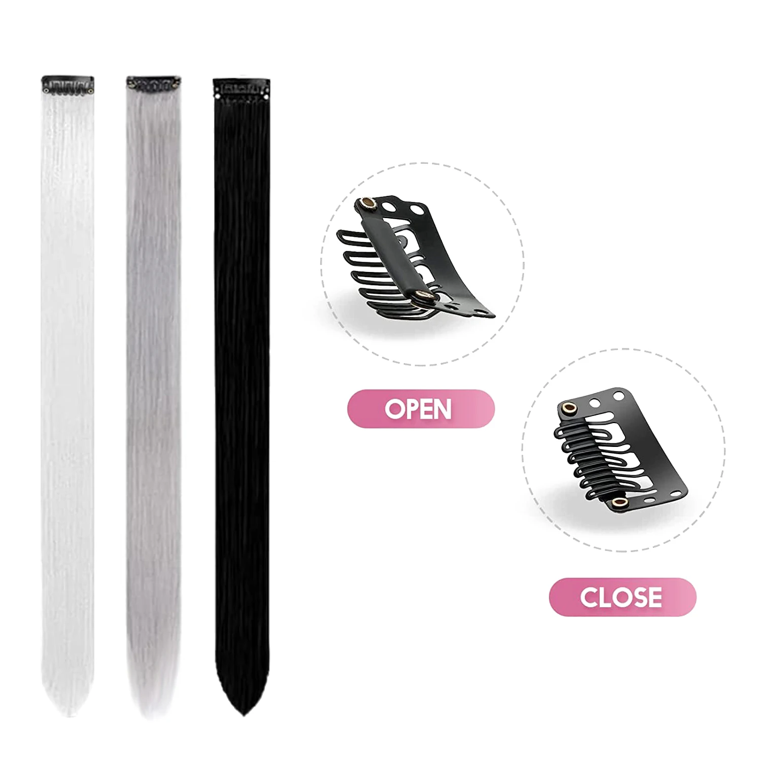 8Packs Colored Synthetic Hair Extensions 22 Inch Straight Clip-In on Party Christmas Black Friday K-pop New Year Gift Hair