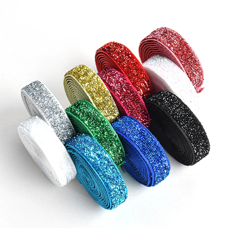 50Yard 10mm Multicolor Shimmer Velvet Ribbon Sparkle Glitter Ribbon For DIY Craft Christmas Gift Wrapping Wedding Decor