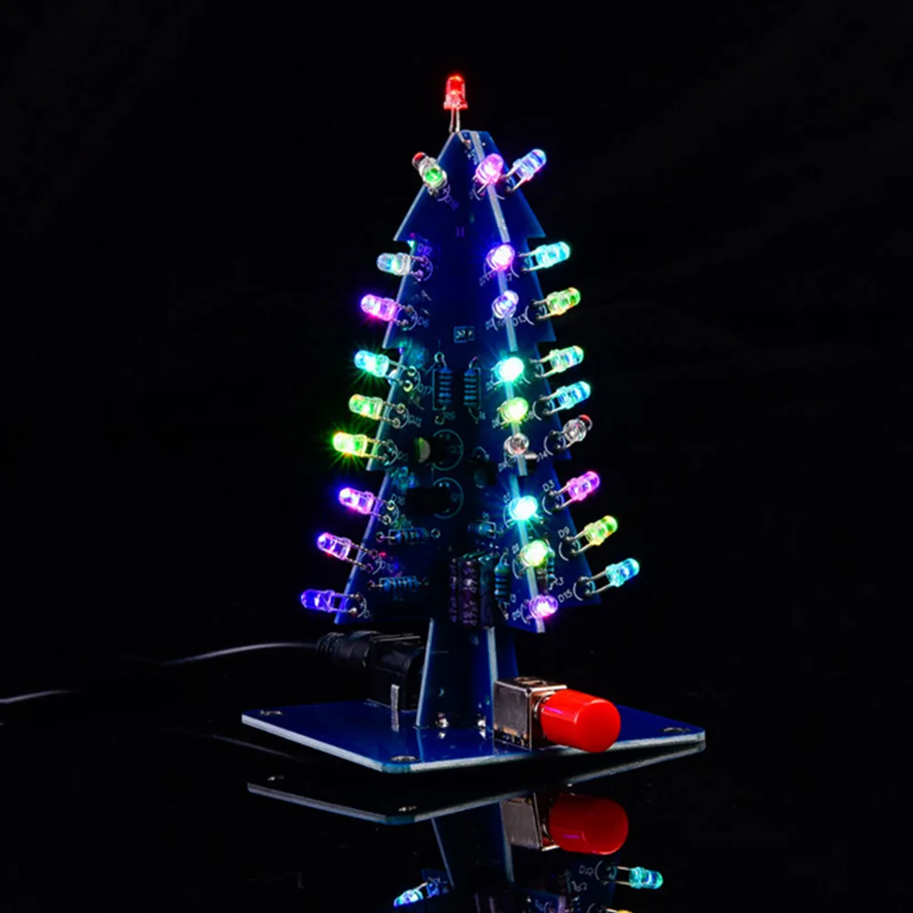 DIY LED Multicoloured Christmas Tree Kit DC5V LED Flashing Light Circuit Kit Electronic Fun Soldering Practice Kit