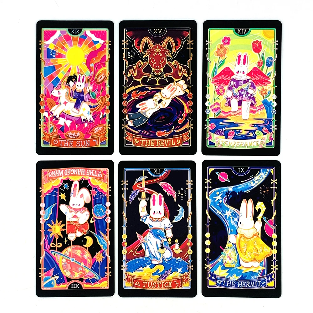 New Tarot Deck 78pcs Cute Rabbit-themed Tarot Cards,Meditation & Divination & Collection Cards,Halloween and Christmas Gifts