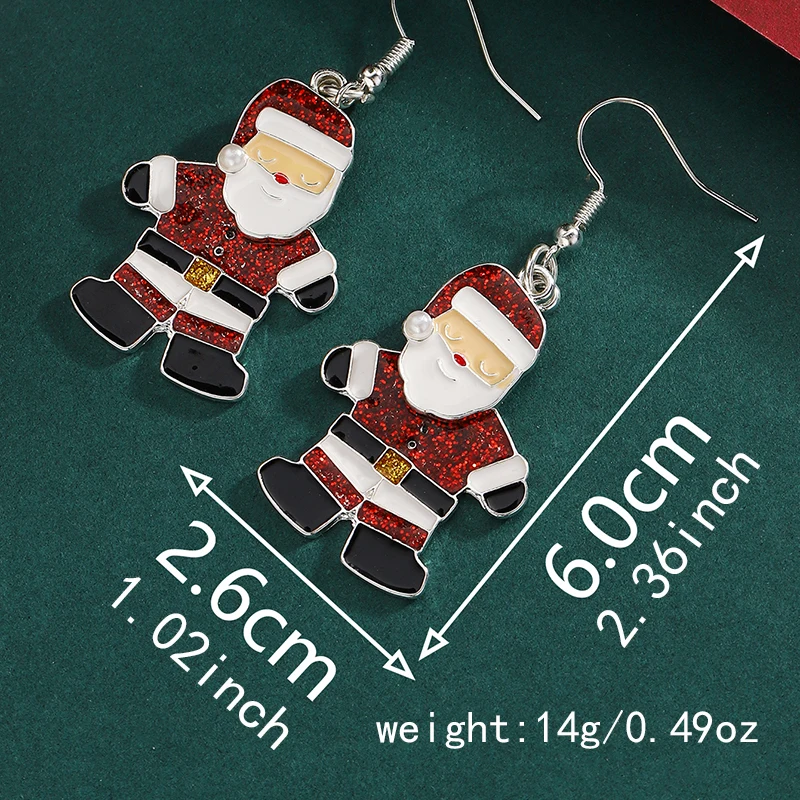 Christmas Drop Earrings For Women Shiny Rhinestone Santa Claus Xmas Tree Snowman Elk Snowflake Long Tassel Dangle Earring Gifts