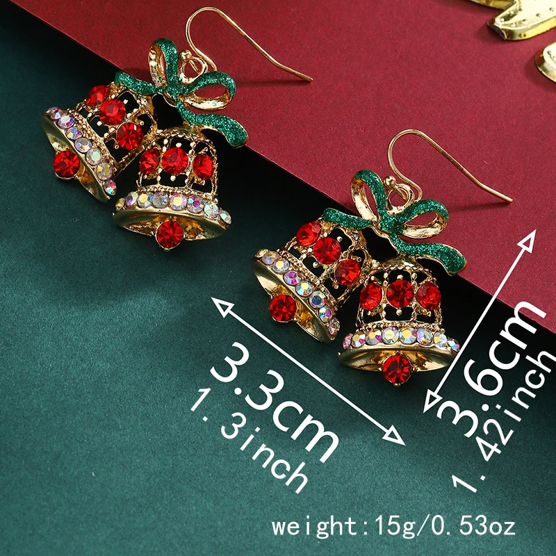 Christmas Drop Earrings For Women Shiny Rhinestone Santa Claus Xmas Tree Snowman Elk Snowflake Long Tassel Dangle Earring Gifts