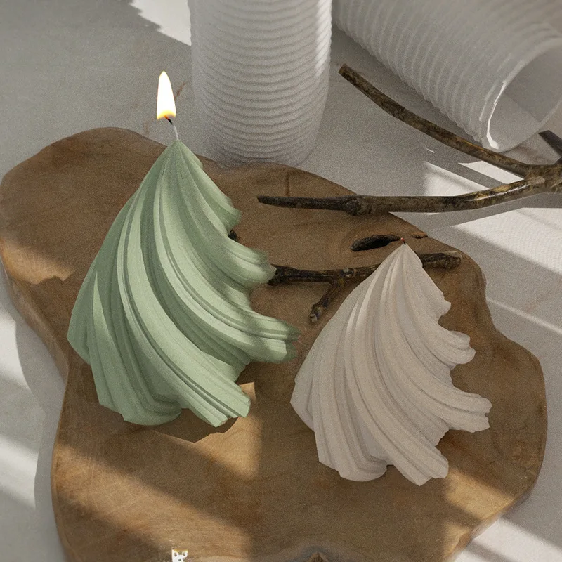 3D Geometric Christmas Tree Moulds Silicone Spiral Taper Resin Reusable Soap Candle DIY Decor Craft MouldsChristmas Decorations