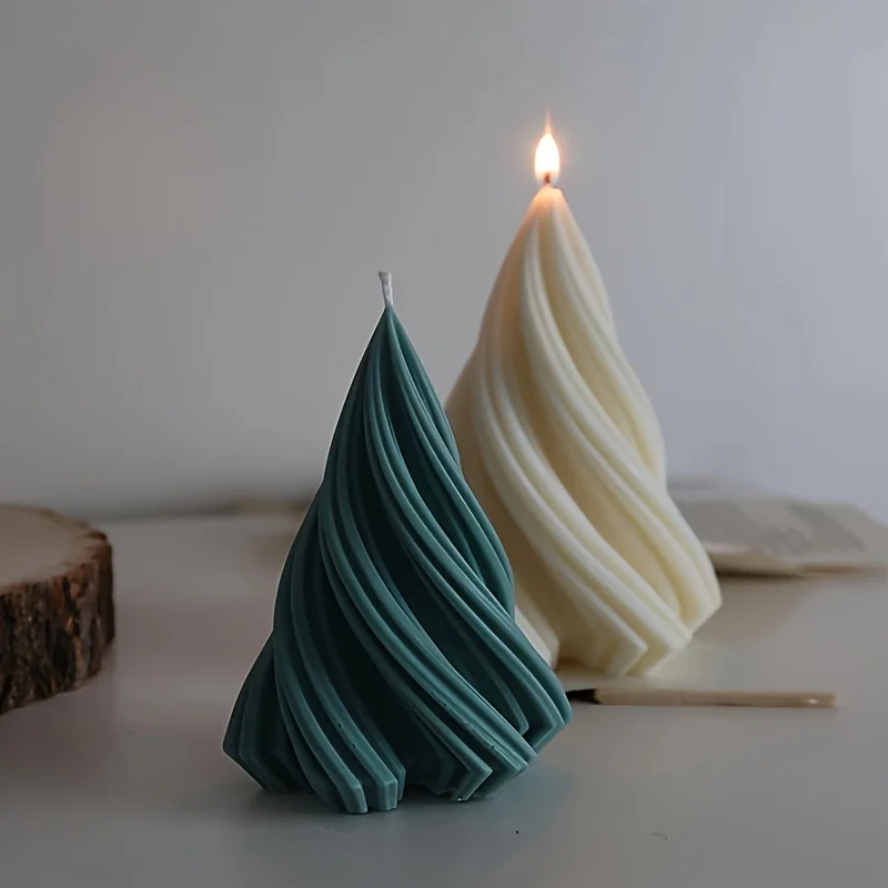 3D Geometric Christmas Tree Moulds Silicone Spiral Taper Resin Reusable Soap Candle DIY Decor Craft MouldsChristmas Decorations