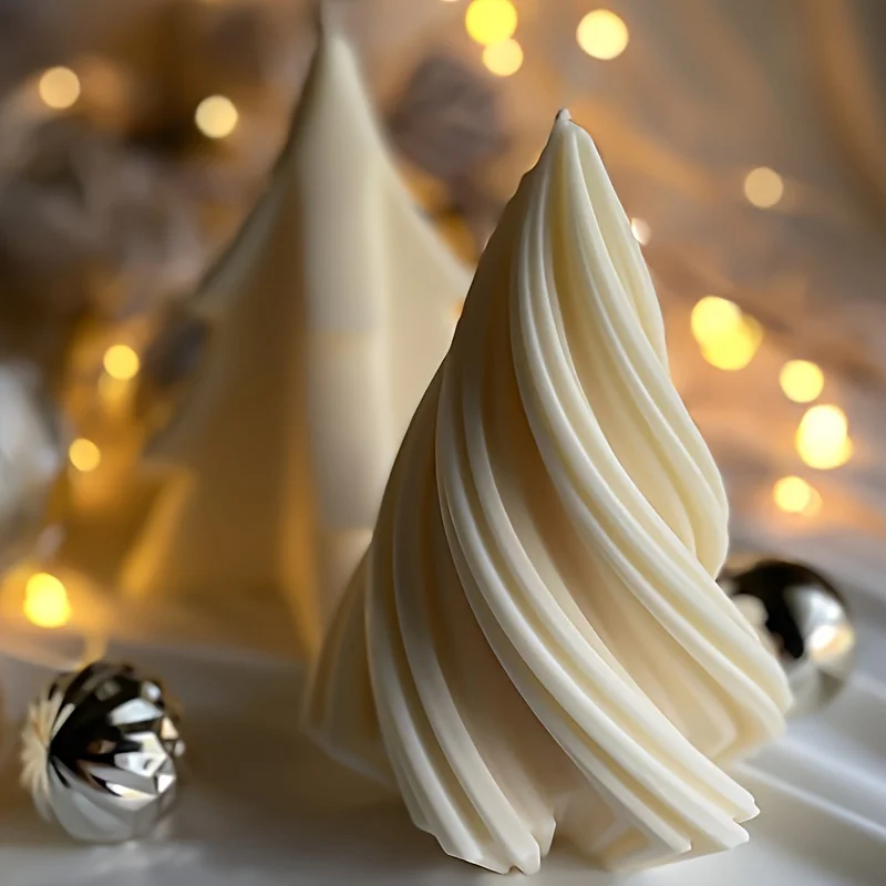 3D Geometric Christmas Tree Moulds Silicone Spiral Taper Resin Reusable Soap Candle DIY Decor Craft MouldsChristmas Decorations