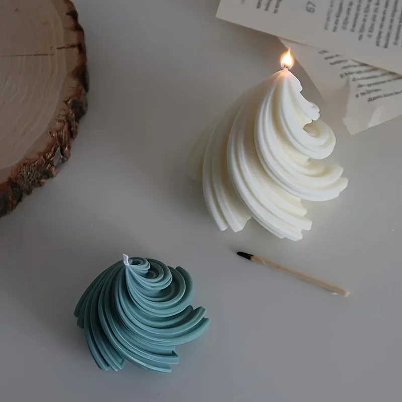 3D Geometric Christmas Tree Moulds Silicone Spiral Taper Resin Reusable Soap Candle DIY Decor Craft MouldsChristmas Decorations