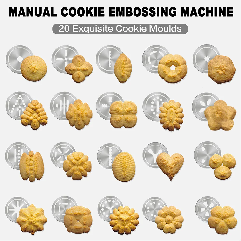 Cookie Press Gun and Icing Set Christmas Spritz Alloy Churro Maker With 4 Pastry Tip 20 Discs Biscuit Mold Tool