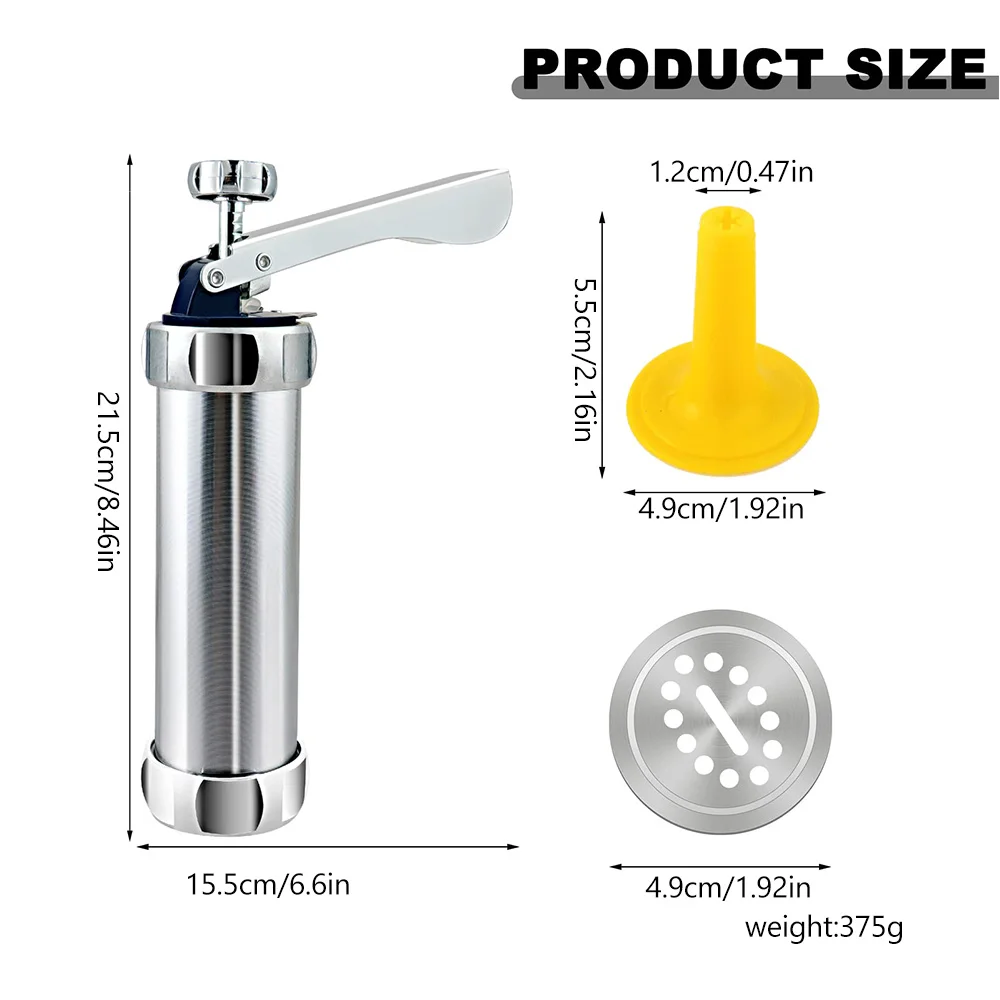Cookie Press Gun and Icing Set Christmas Spritz Alloy Churro Maker With 4 Pastry Tip 20 Discs Biscuit Mold Tool