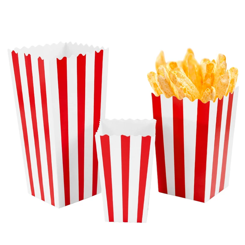 20/50pcs Popcorn Box Buckets Fries Cup Movie Night Kids Birthday Party Favors Snack Container Bag Wedding Christmas Supplies