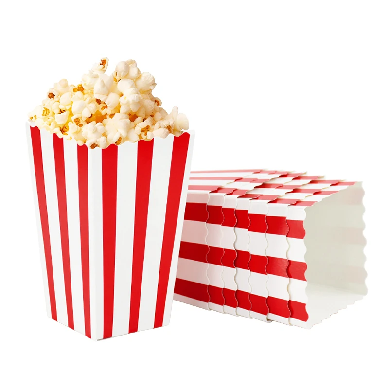 20/50pcs Popcorn Box Buckets Fries Cup Movie Night Kids Birthday Party Favors Snack Container Bag Wedding Christmas Supplies