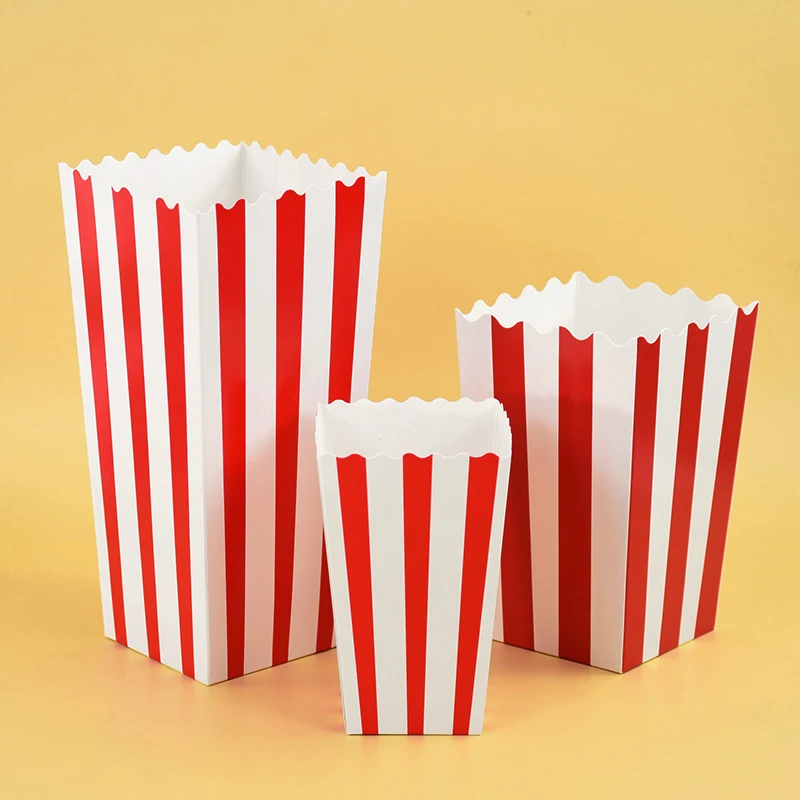 20/50pcs Popcorn Box Buckets Fries Cup Movie Night Kids Birthday Party Favors Snack Container Bag Wedding Christmas Supplies