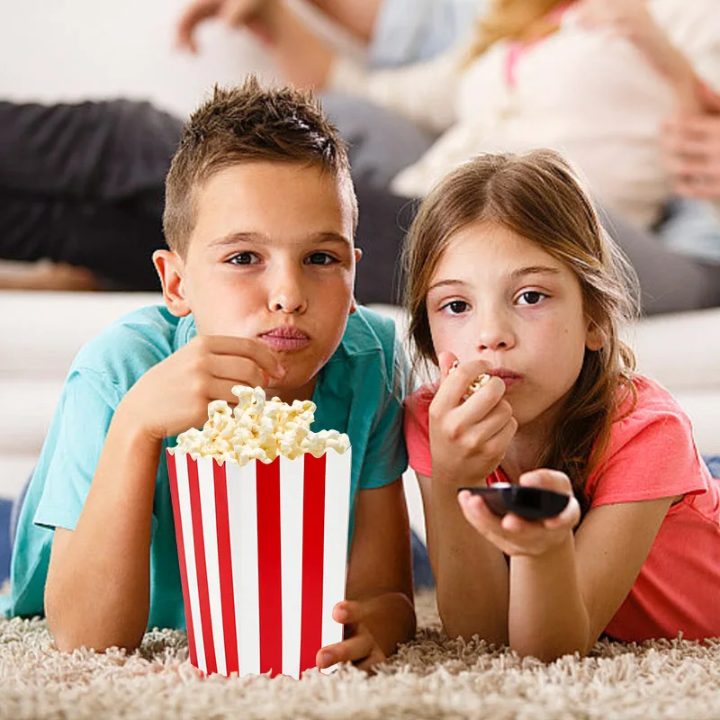 20/50pcs Popcorn Box Buckets Fries Cup Movie Night Kids Birthday Party Favors Snack Container Bag Wedding Christmas Supplies