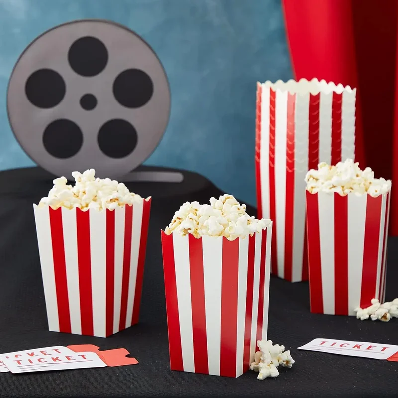 20/50pcs Popcorn Box Buckets Fries Cup Movie Night Kids Birthday Party Favors Snack Container Bag Wedding Christmas Supplies