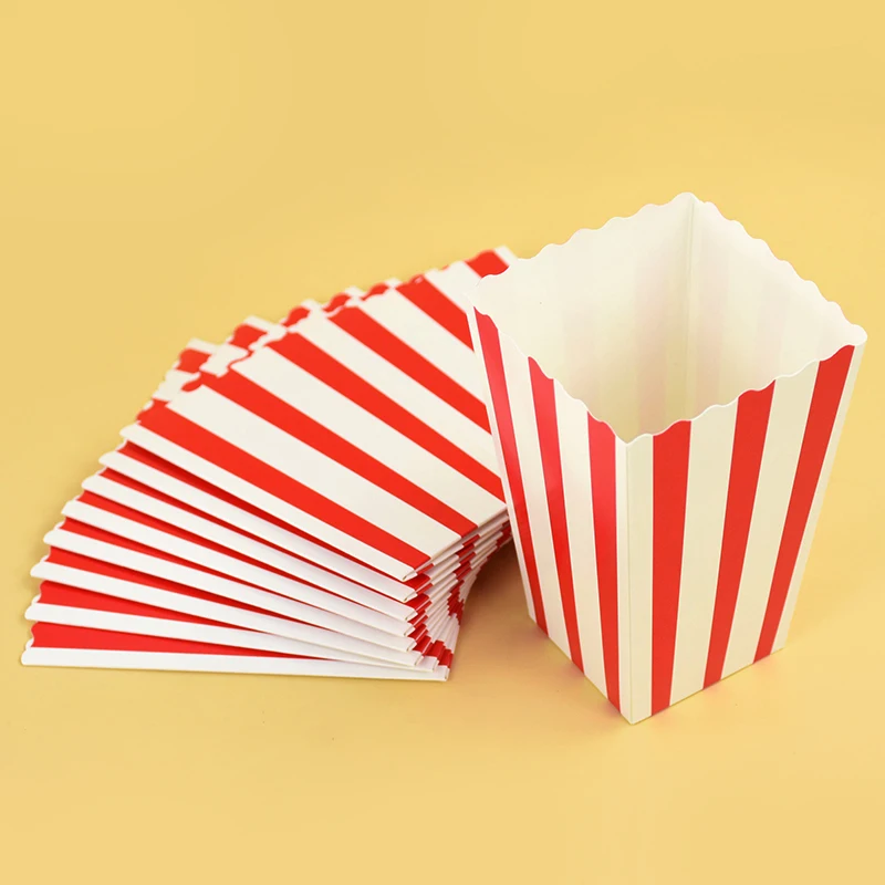 20/50pcs Popcorn Box Buckets Fries Cup Movie Night Kids Birthday Party Favors Snack Container Bag Wedding Christmas Supplies