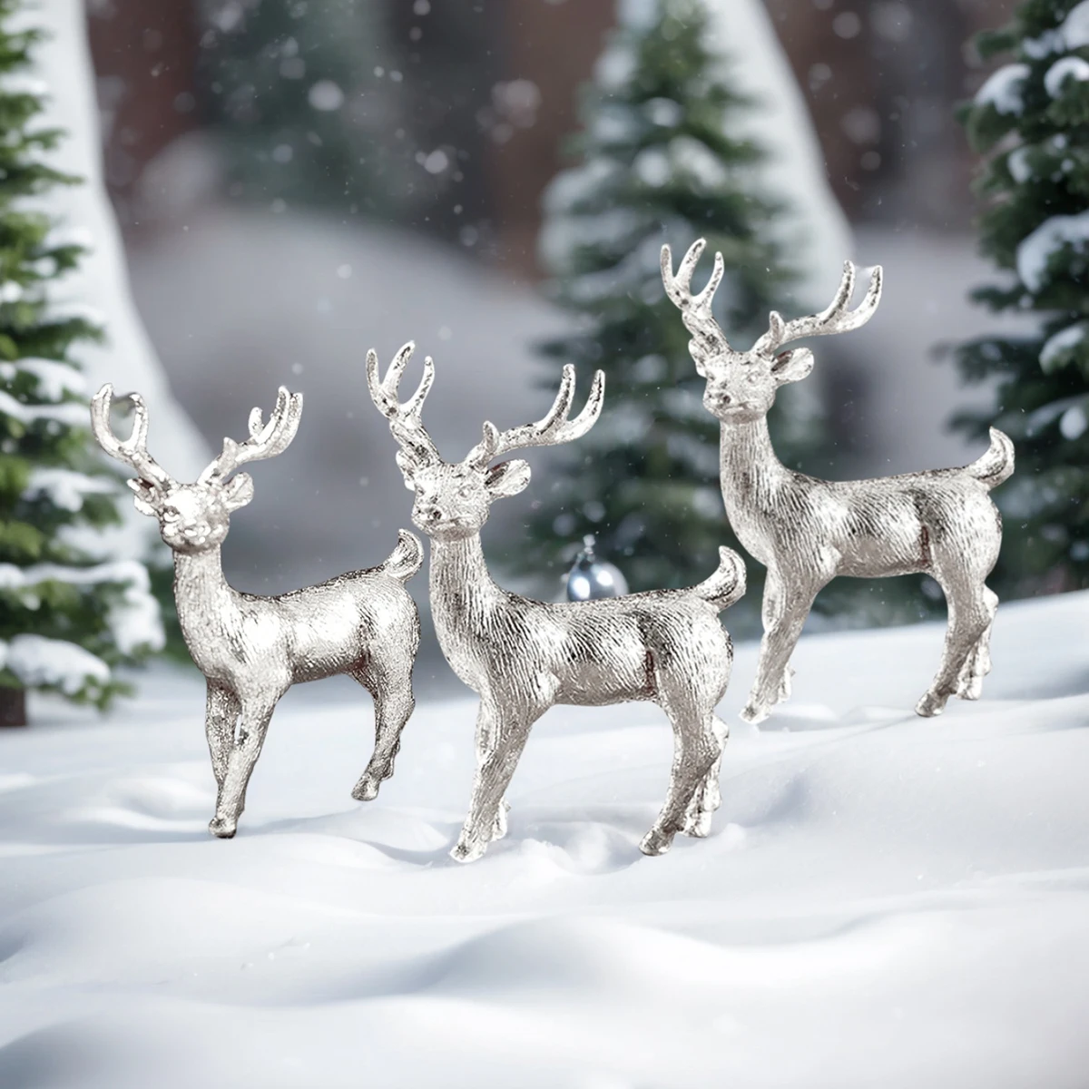 3PCS, Christmas mini Reindeer Resin Ornaments, colorful Three-Dimensional Deer Table Decoration Handicrafts