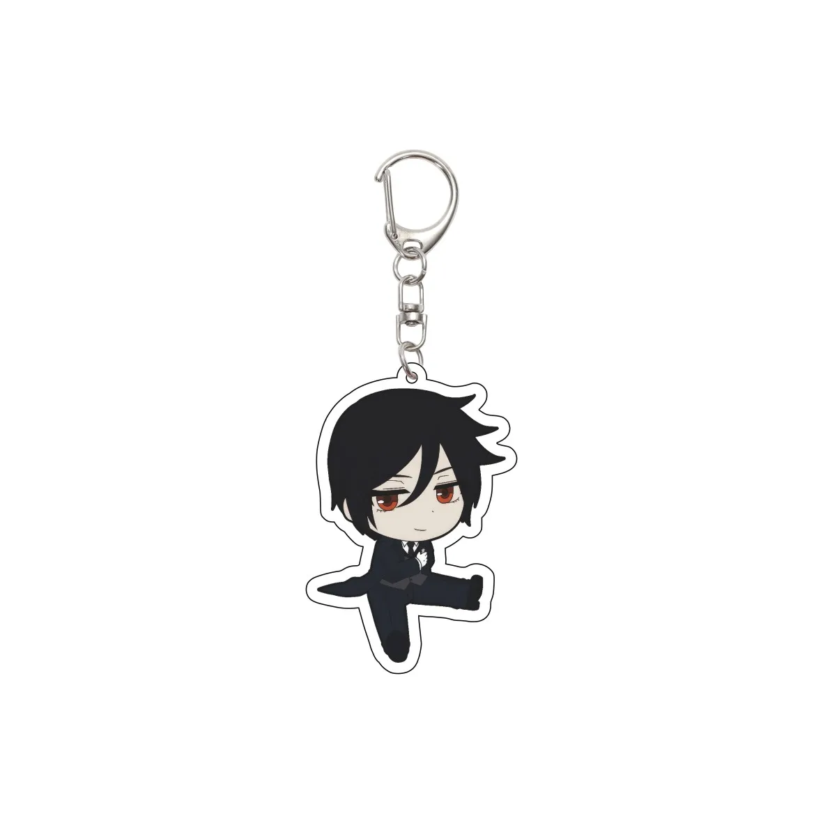 55MM Anime Keychain Ciel Phantomhive/Sebastian Michaelis/Baldroy Key Chain Acrylic Model Plate Christmas Gifts