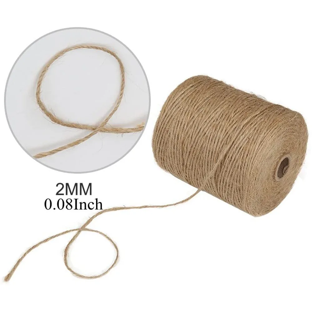 2MM 100M/lot Natural Jute Twine Cord Brown Twine Rope Jute Rope  For DIY Crafts Gift Wrapping Wedding Christmas Decor
