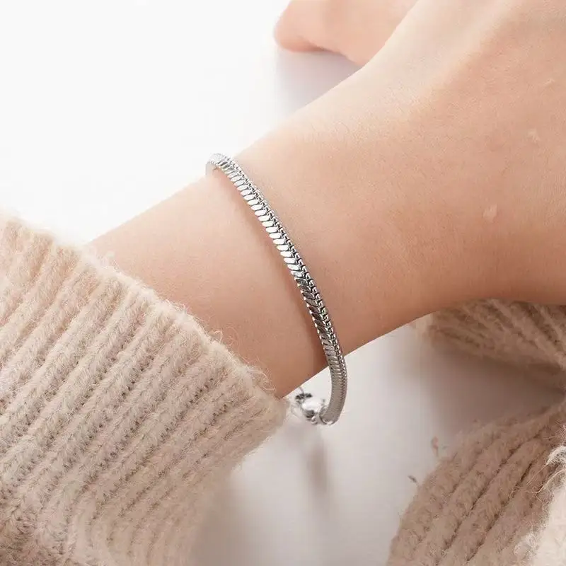 925 Sterling Silver 8-Inch 3mm Snake Chain Bracelet for Women – Christmas Party Gift Jewelry Fashion