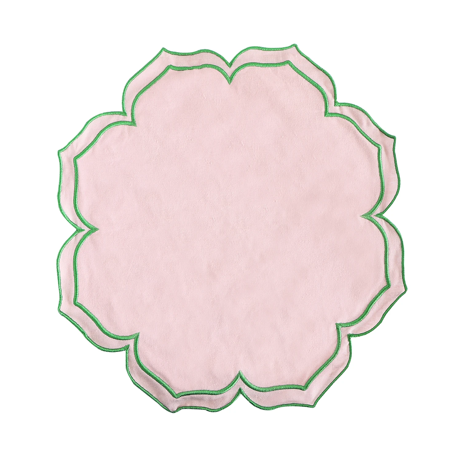 Lotus Shaped Embroidered Edge Napkins 4pcs/set Thickened Pure Cotton Breathable Placemats for Weddings Christmas Daily Party