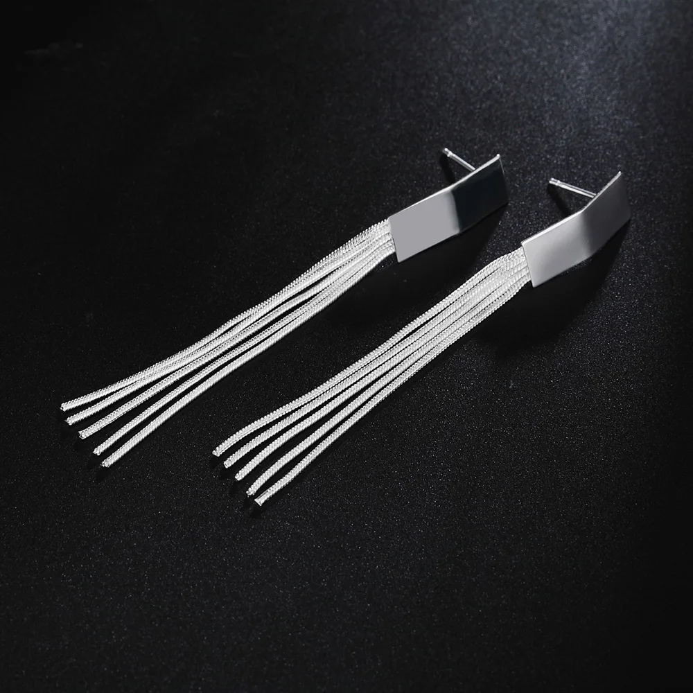 925 Sterling Silver Earrings temperament Women Creativity tassel Ear studs Christmas Gifts Street all-match Jewelry
