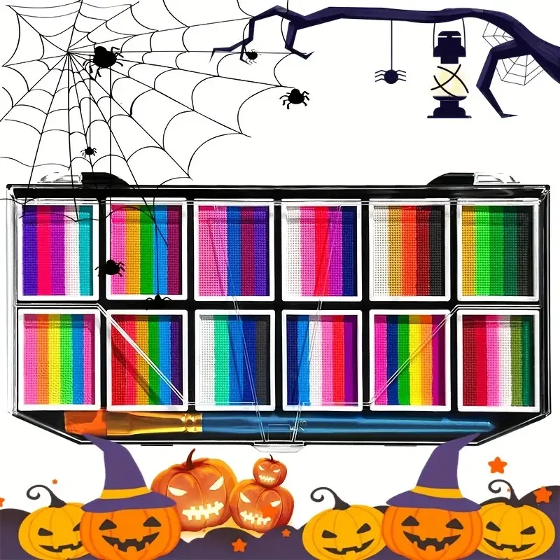 12 Grids colors Face painting Body paint Makeup rainbow Water-based Colorful Painting Set Christmas Palette for Adults and Kids