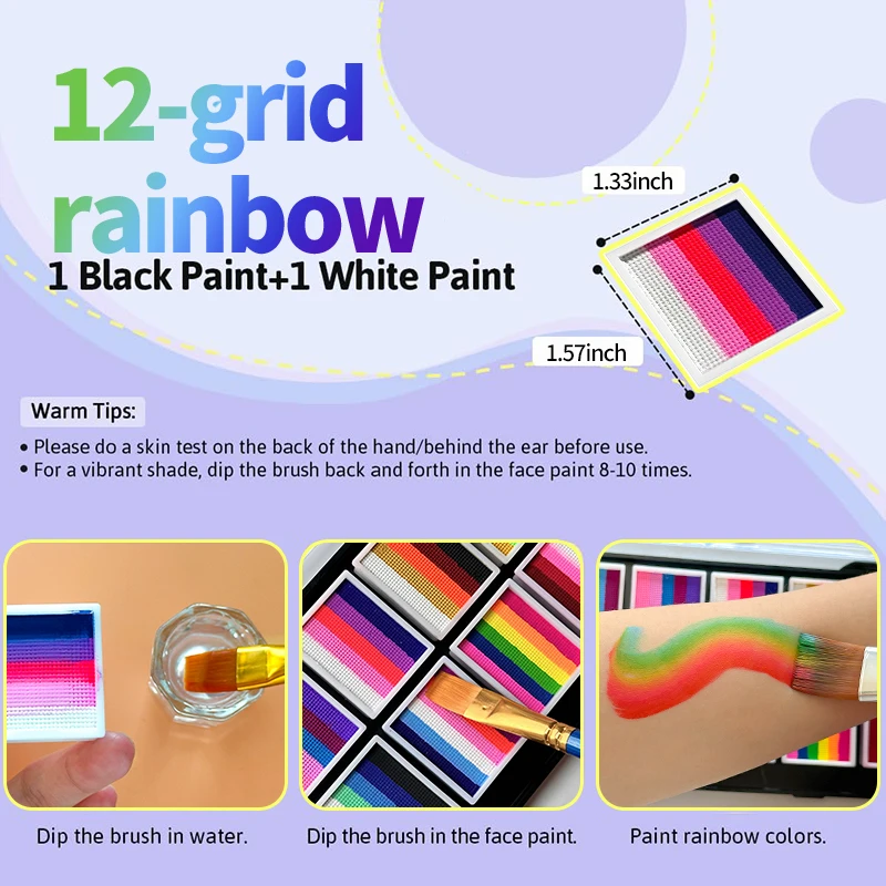 12 Grids colors Face painting Body paint Makeup rainbow Water-based Colorful Painting Set Christmas Palette for Adults and Kids